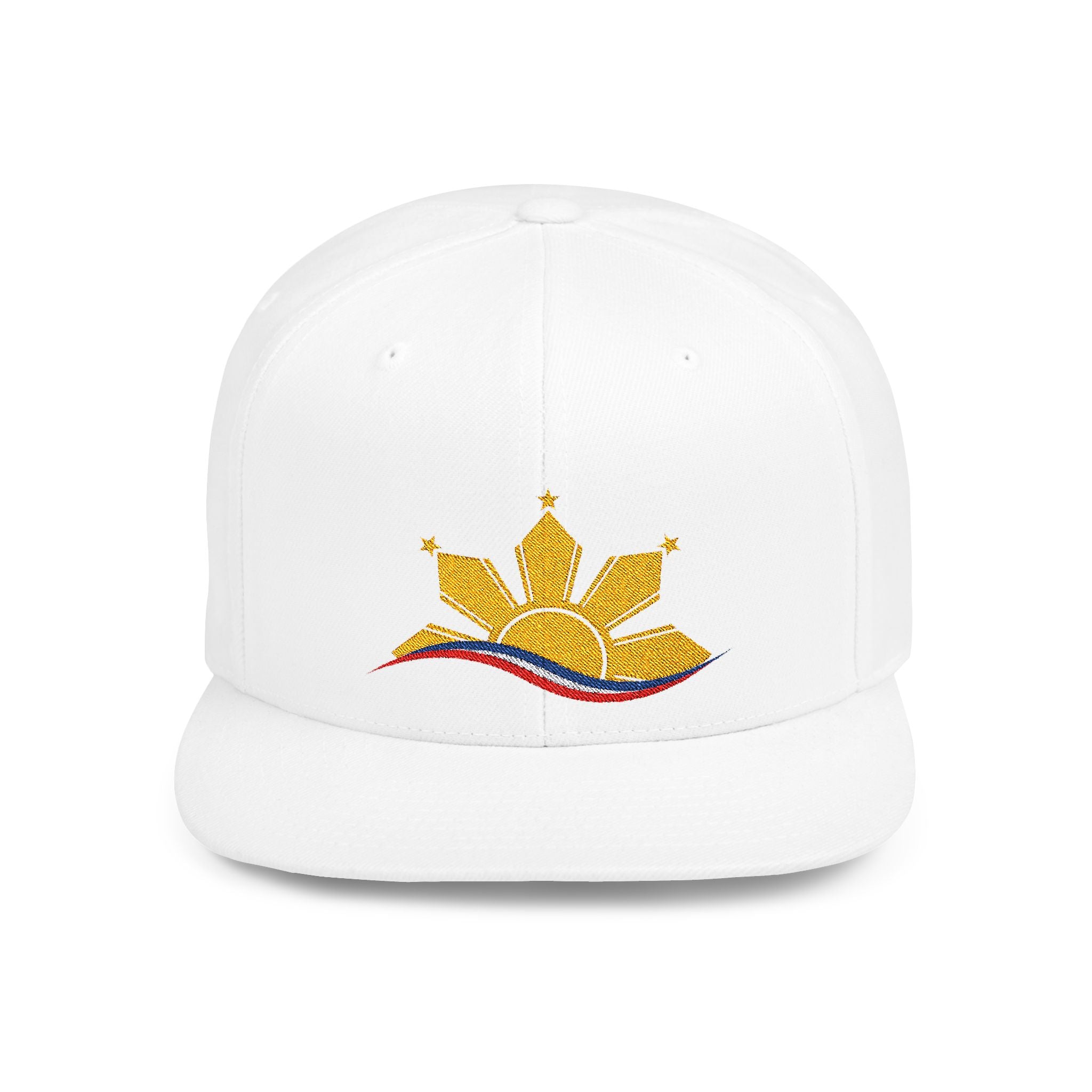 Embroidered Abstract Philippines Flag on Flat Bill Snapback
