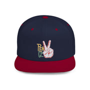 Embroidered Peace Sign on Flat Bill Snapback