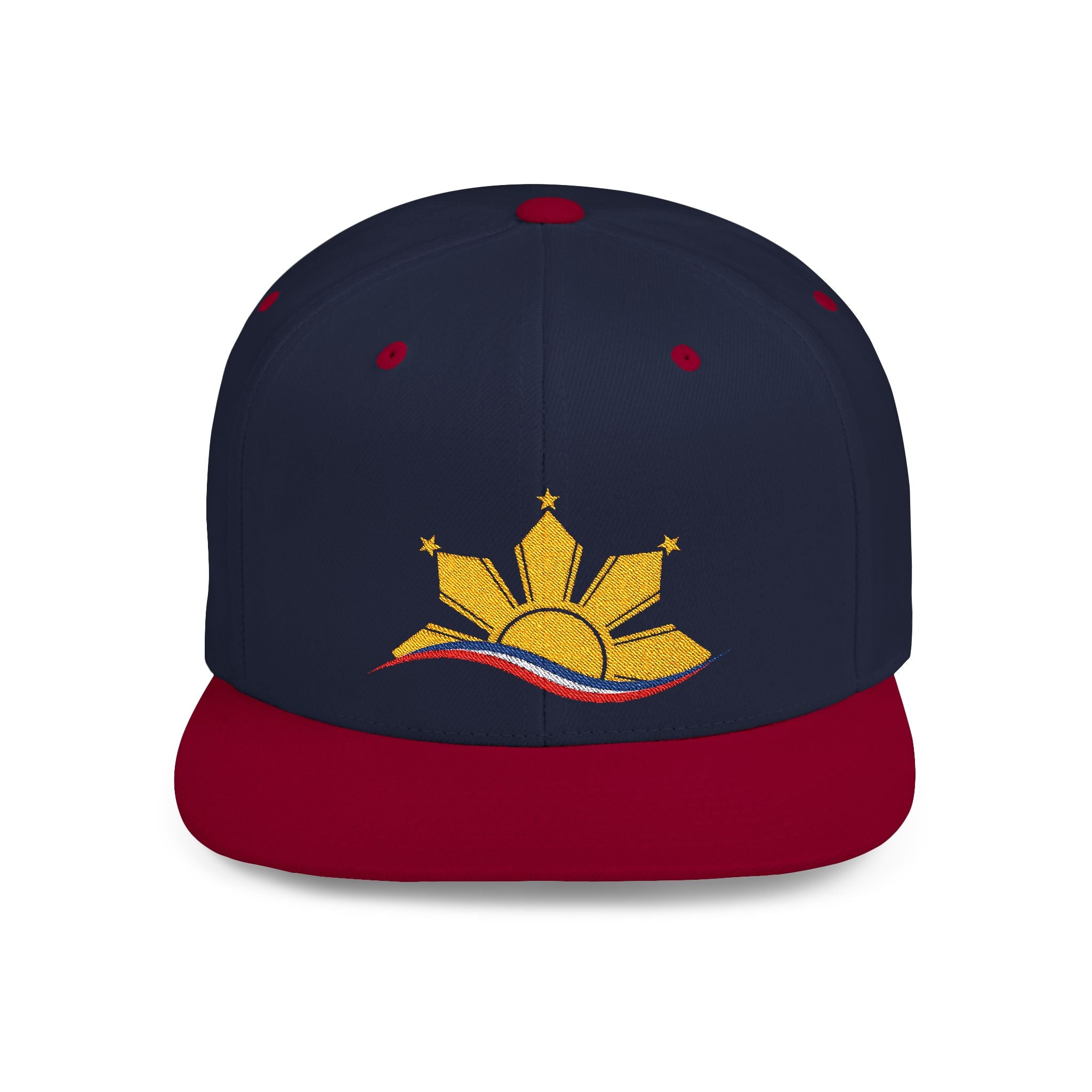 Embroidered Abstract Philippines Flag on Flat Bill Snapback