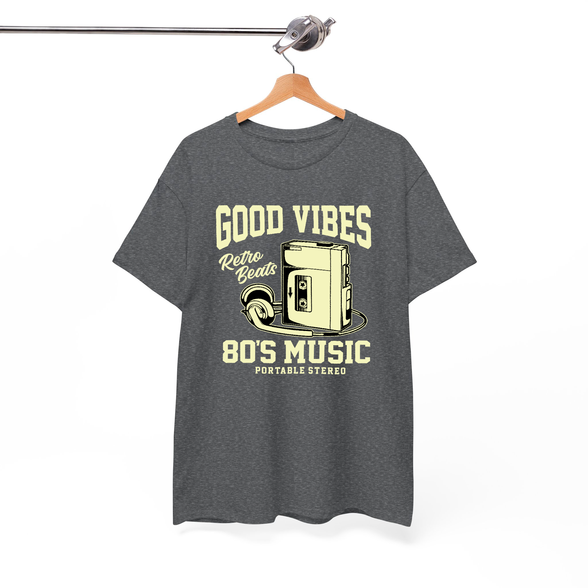 Good Vibes Retro Beats Vintage Cassette Player Design, 80s 90s Throwback Graphic Tee