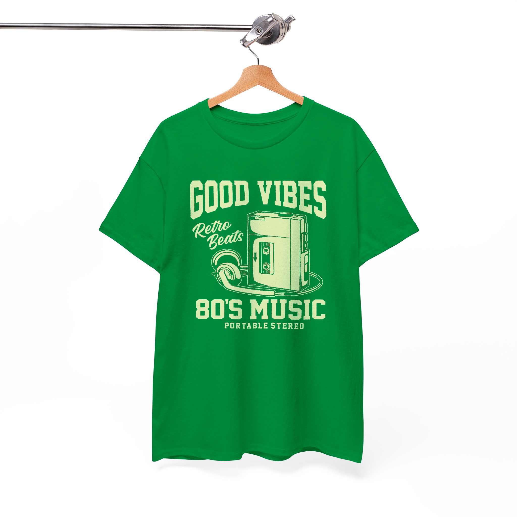Good Vibes Retro Beats Vintage Cassette Player Design, 80s 90s Throwback Graphic Tee