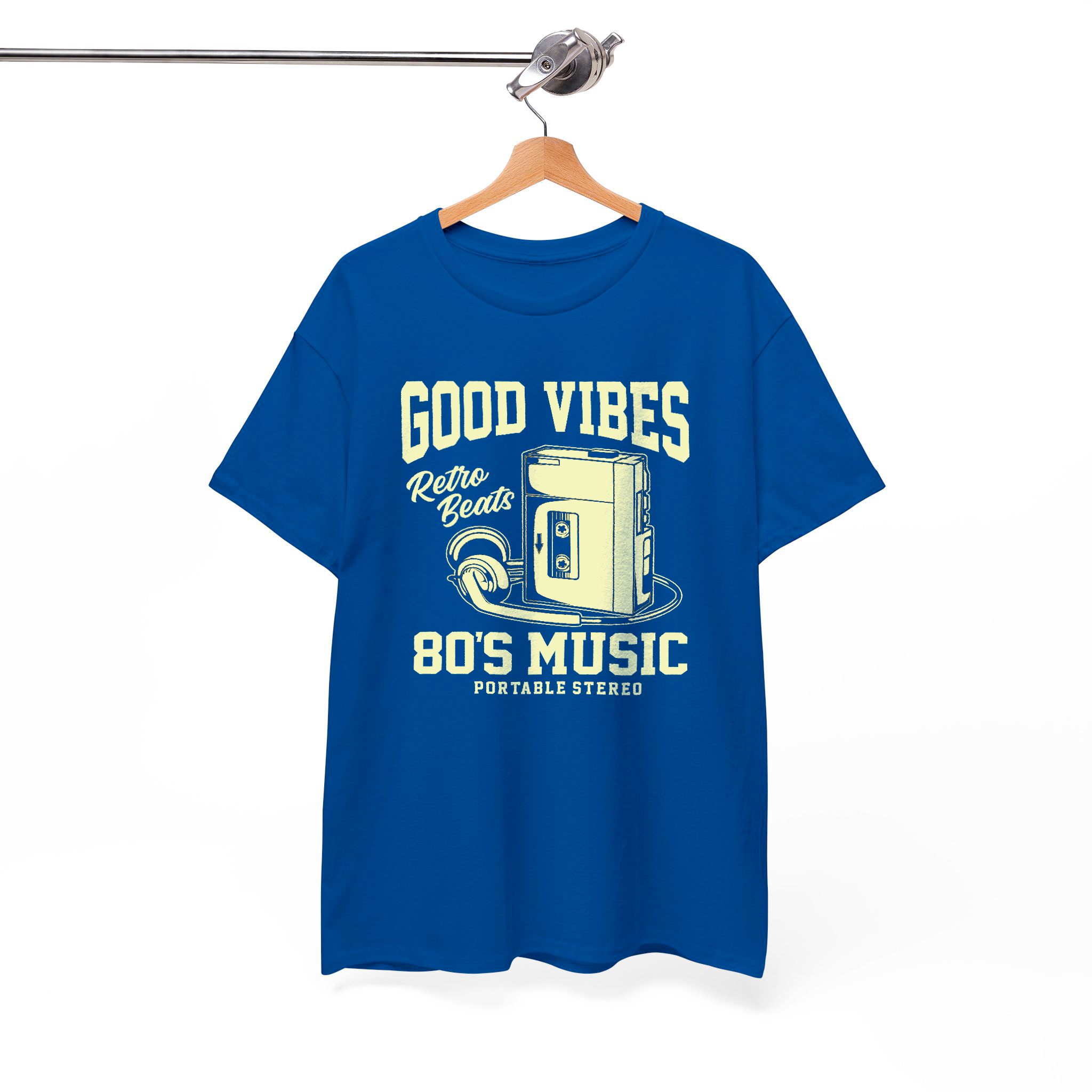Good Vibes Retro Beats Vintage Cassette Player Design, 80s 90s Throwback Graphic Tee