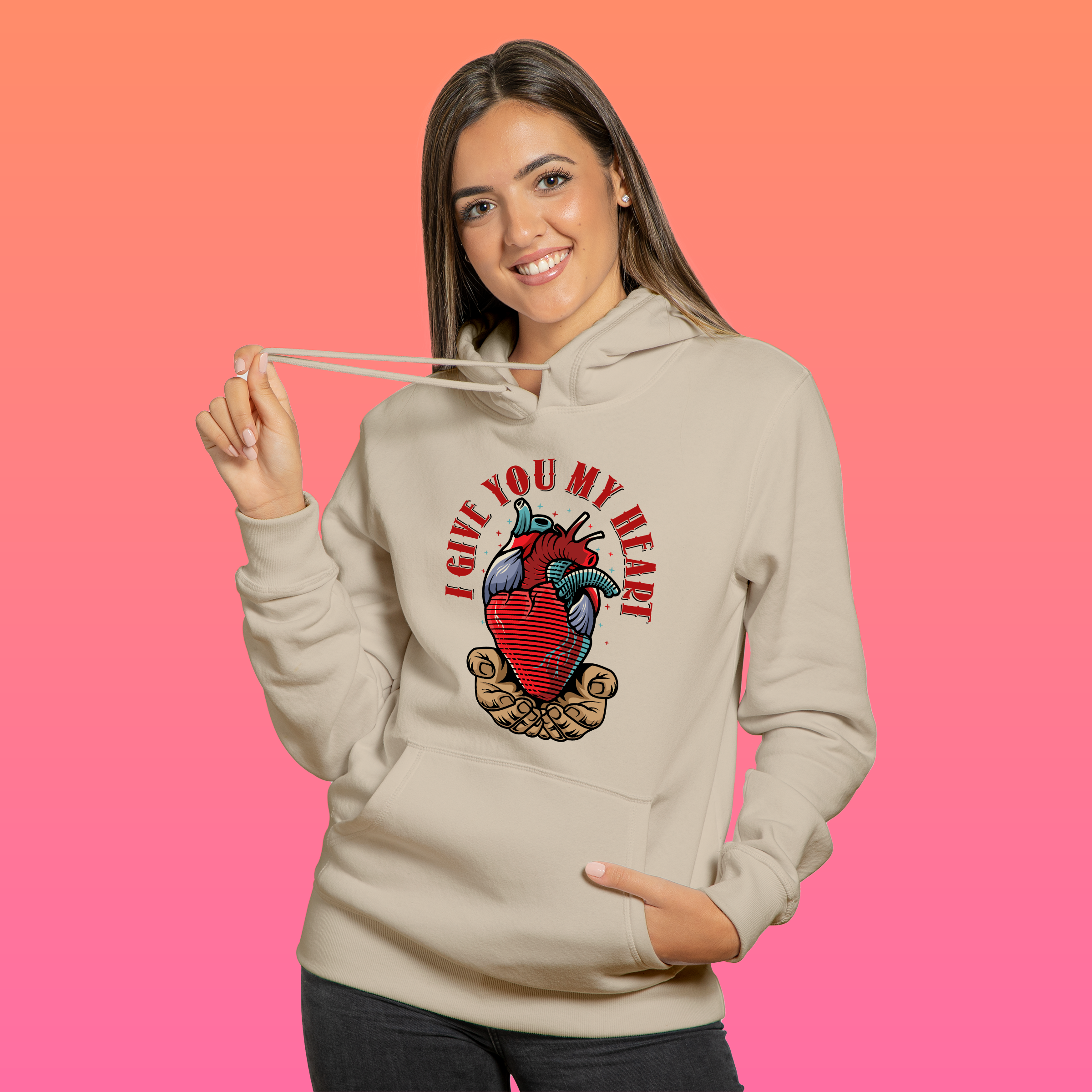 I Give You My Heart Graphic - Bold & Romantic Hoodie for Men and Women