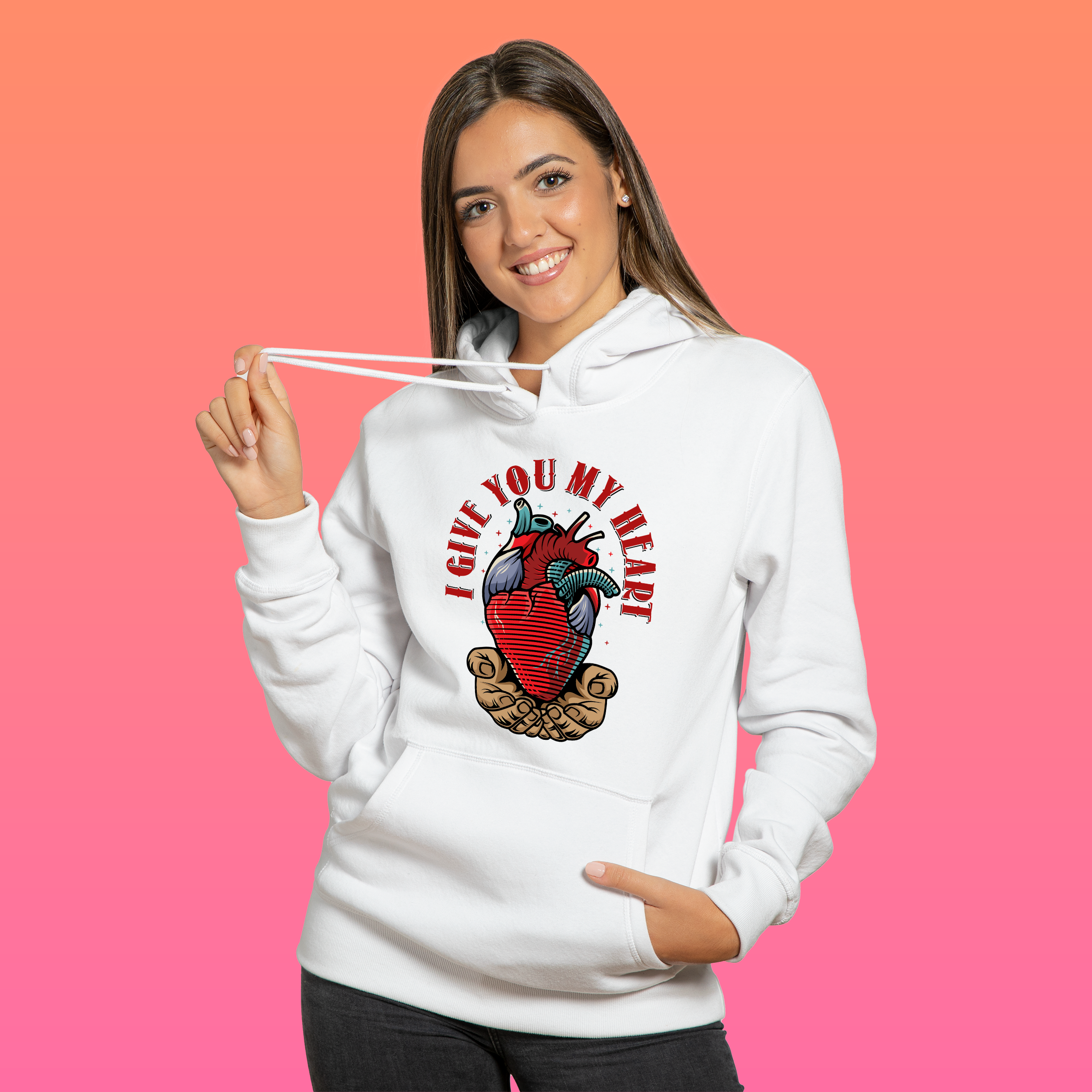 I Give You My Heart Graphic - Bold & Romantic Hoodie for Men and Women