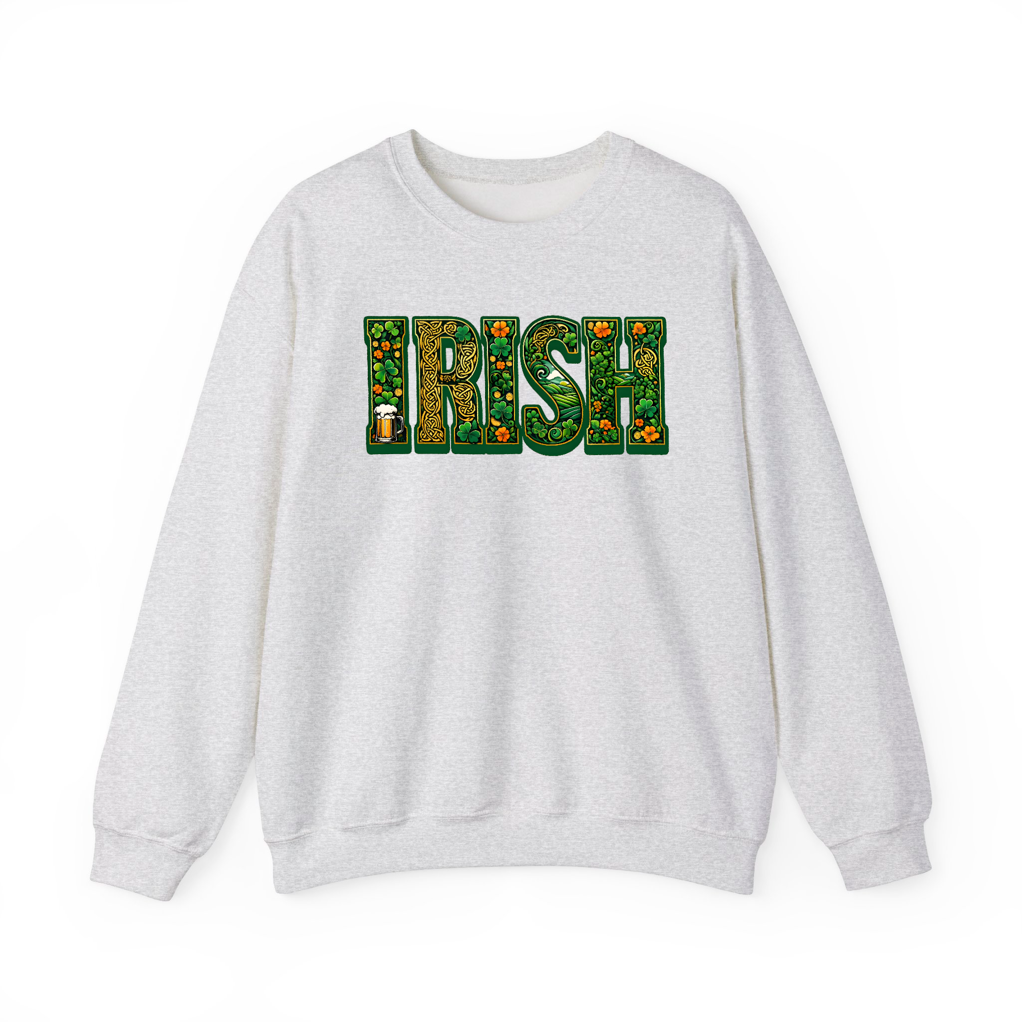 Irish Lettering Sweatshirt – Celtic-Inspired St. Patrick’s Day Crewneck Sweatshirt