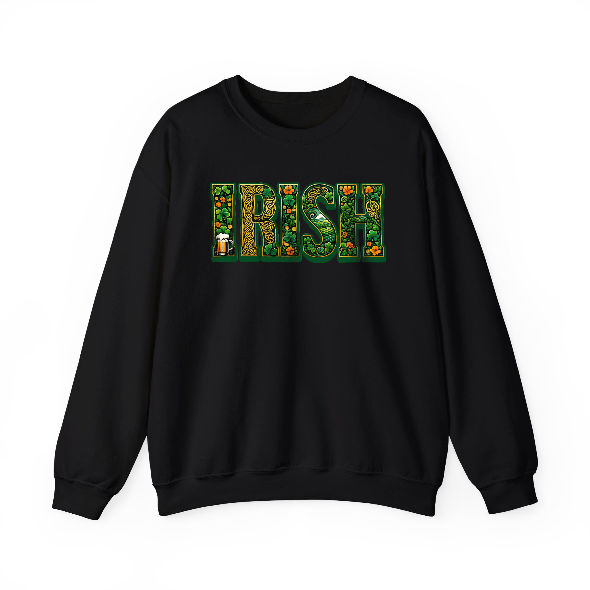 Irish Lettering Sweatshirt – Celtic-Inspired St. Patrick’s Day Crewneck Sweatshirt