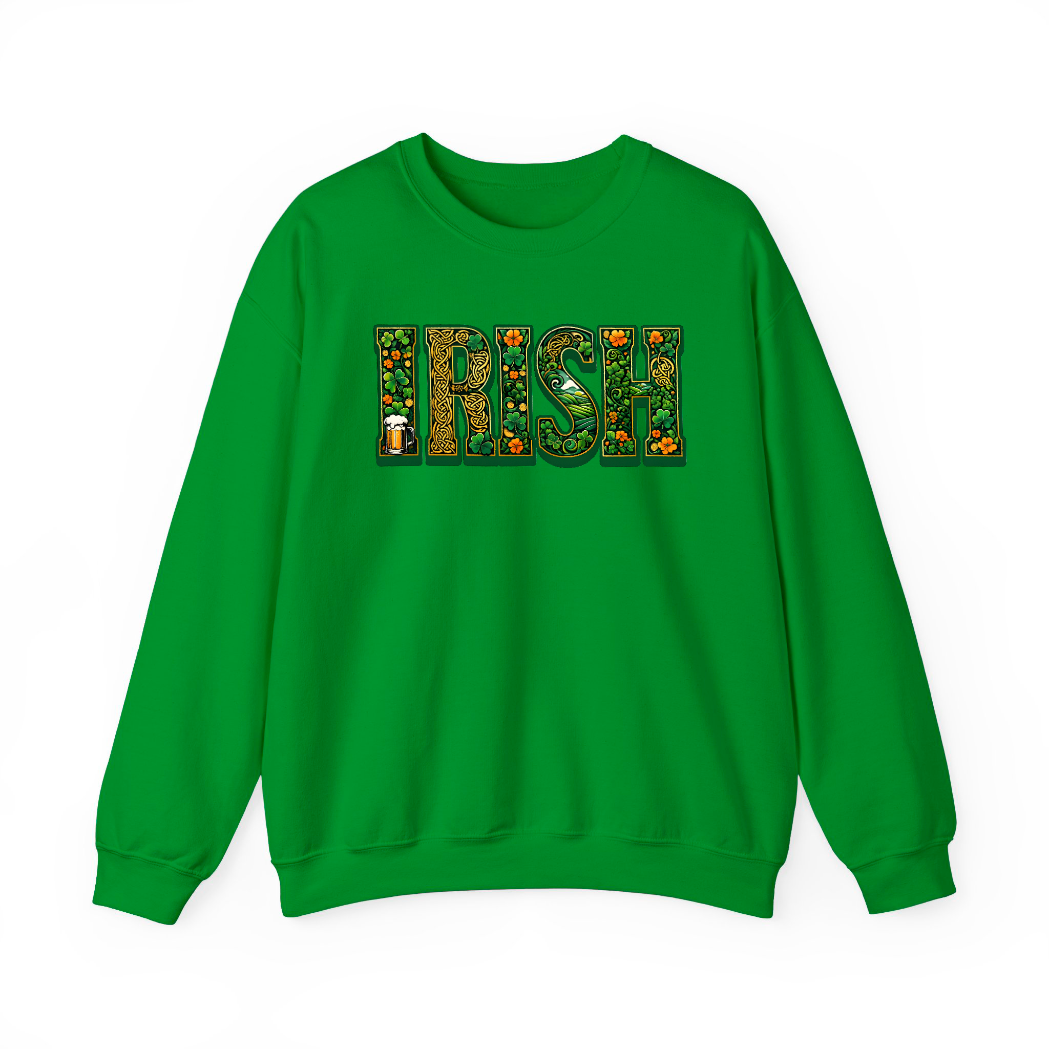 Irish Lettering Sweatshirt – Celtic-Inspired St. Patrick’s Day Crewneck Sweatshirt
