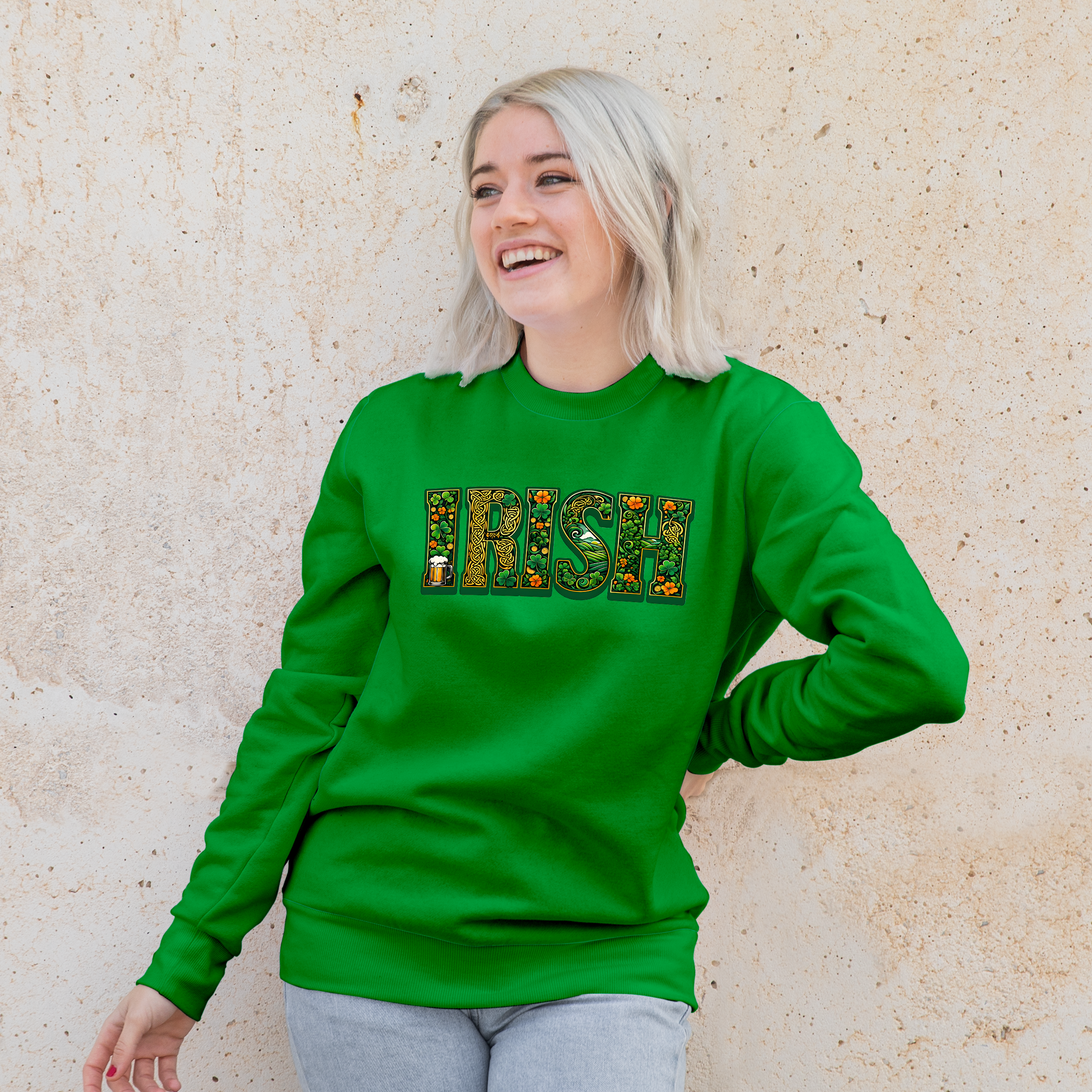Irish Lettering Sweatshirt – Celtic-Inspired St. Patrick’s Day Crewneck Sweatshirt