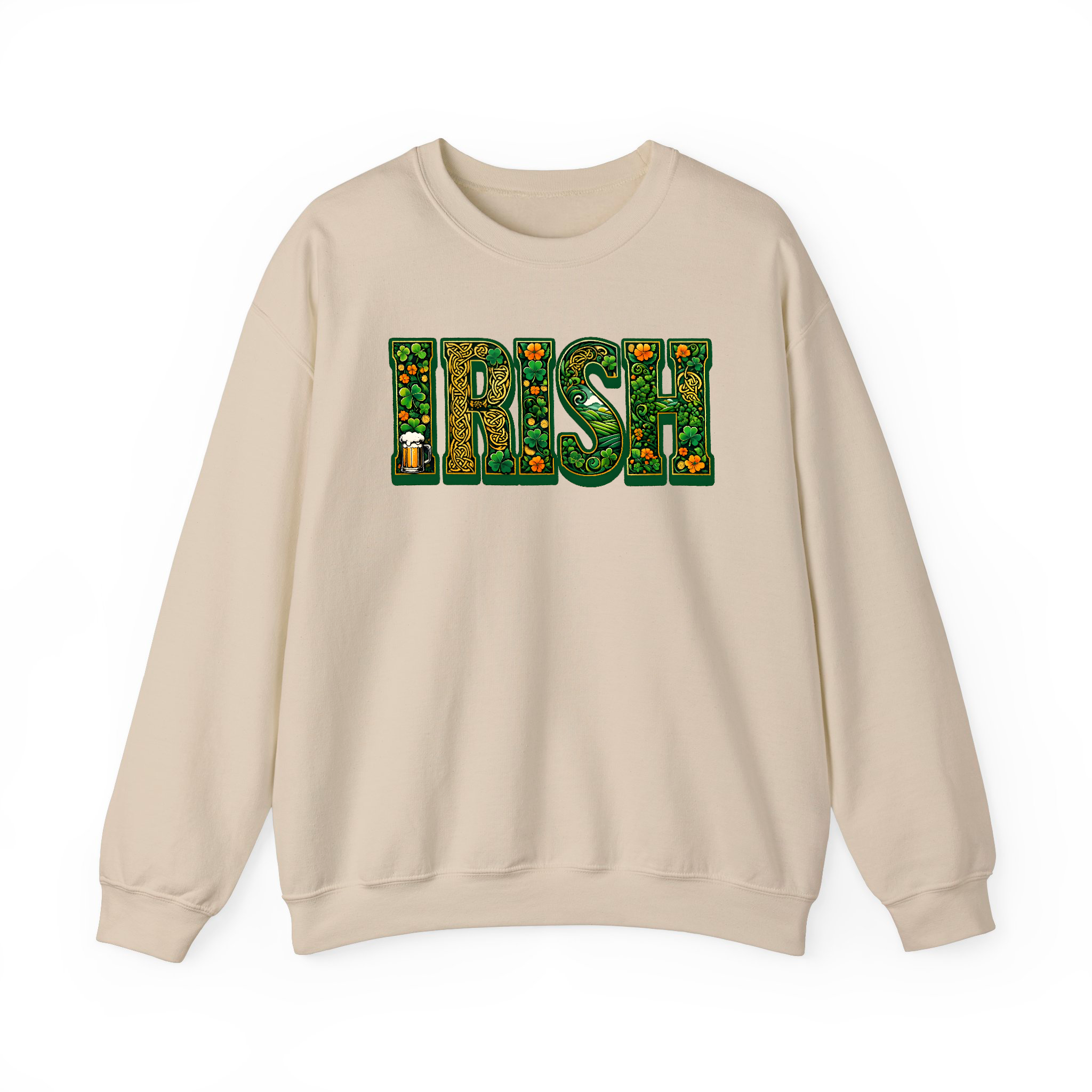 Irish Lettering Sweatshirt – Celtic-Inspired St. Patrick’s Day Crewneck Sweatshirt