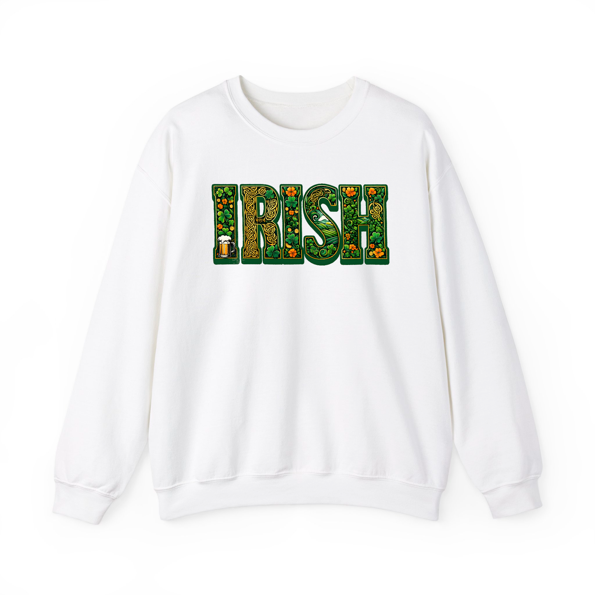 Irish Lettering Sweatshirt – Celtic-Inspired St. Patrick’s Day Crewneck Sweatshirt