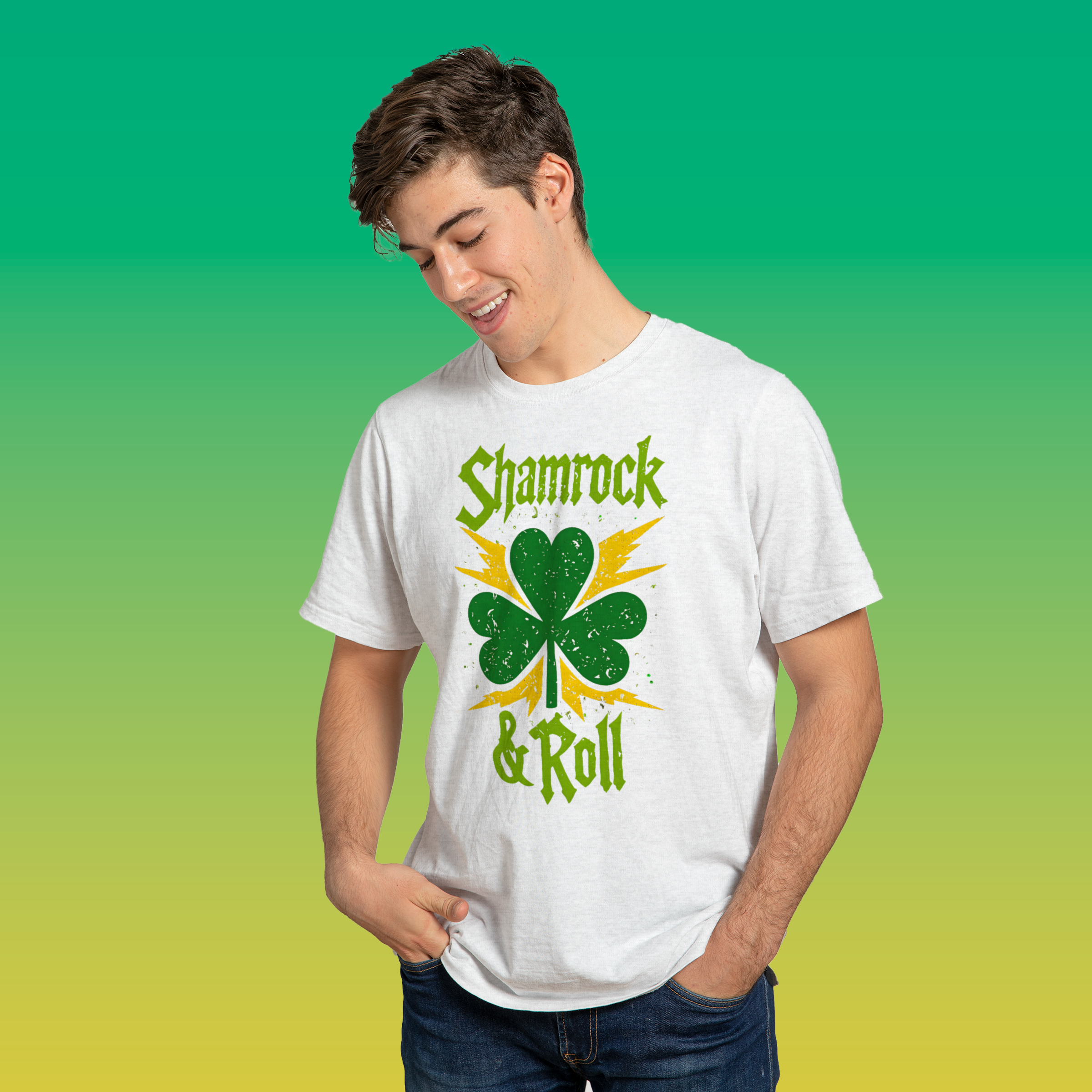 Shamrock & Roll T-Shirt – Funny St. Patrick’s Day Rock Band Graphic Tee