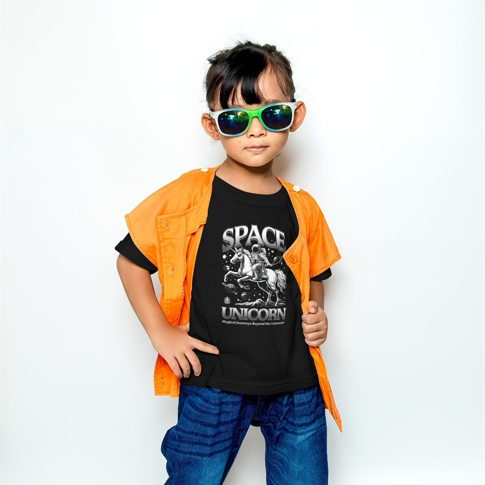 Space Unicorn Graphic Tee for Girls