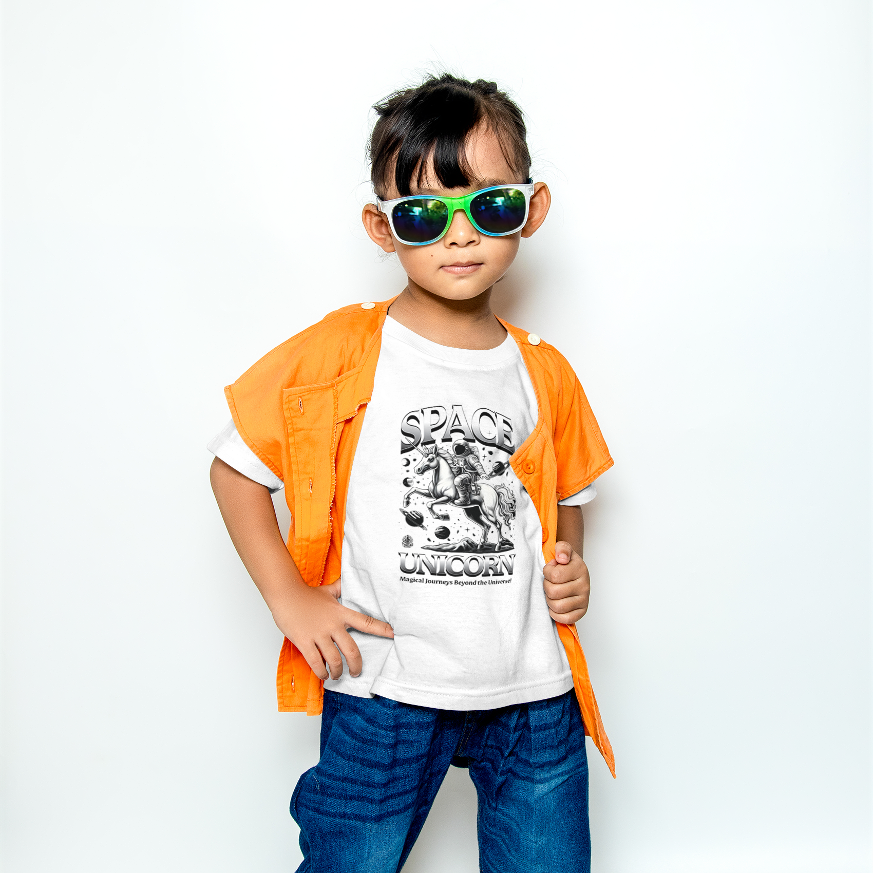 Space Unicorn Graphic Tee for Girls