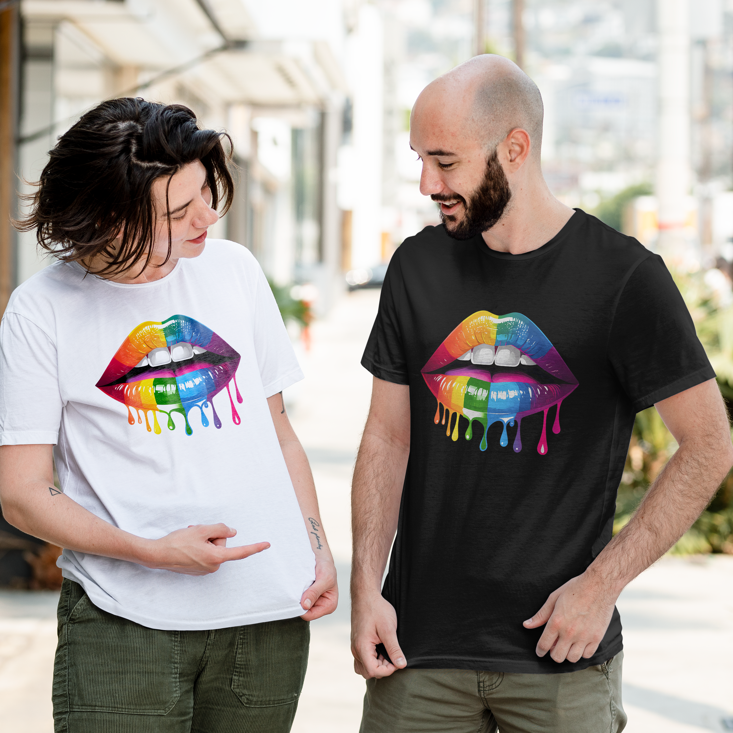 Vibrant Rainbow Dripping Lips LGBTQ+ inspired Graphic Tee