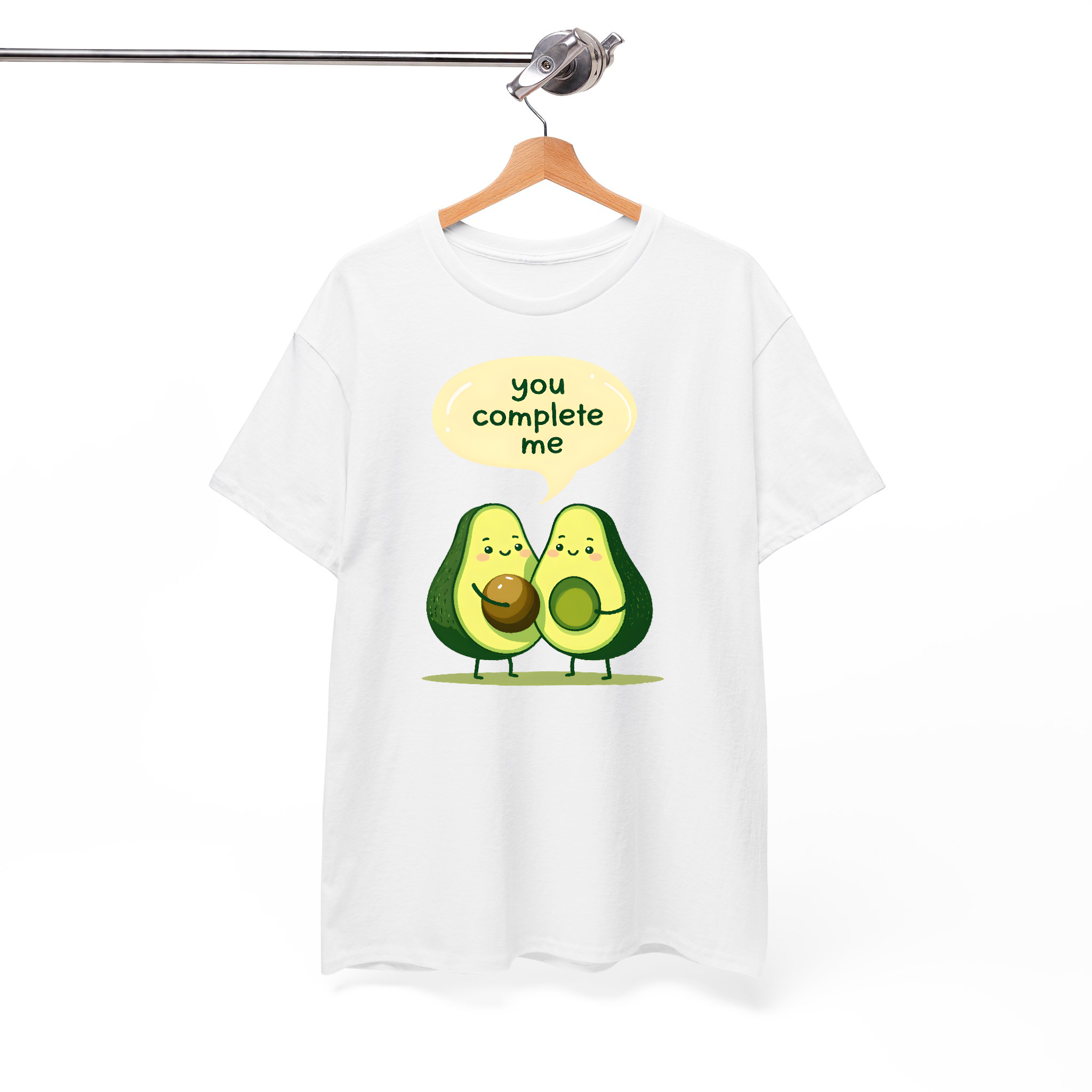 Cute Avocado "You Complete Me" Matching T-Shirt Design – Fun & Adorable Couple's Outfit