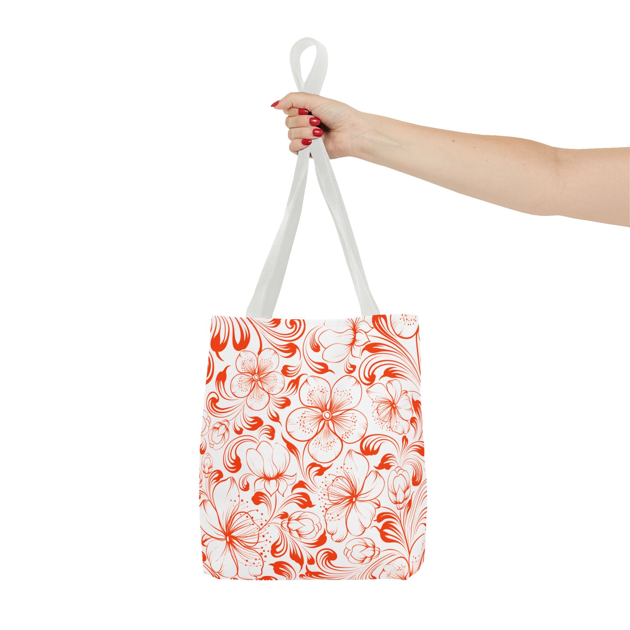 Orange Sakura Pattern Tote Bag