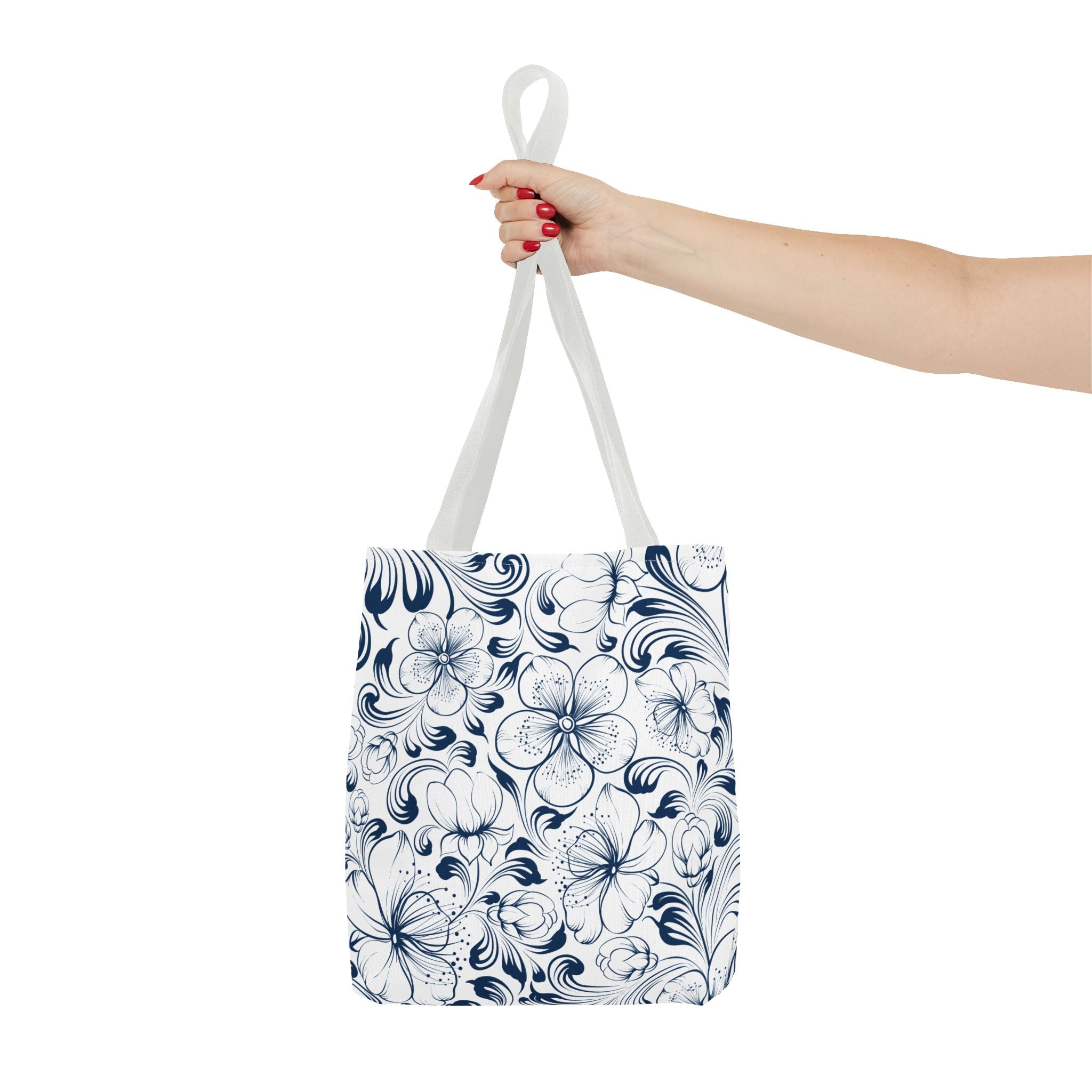 Sakura Pattern Tote Bag - Navy Blue