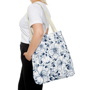 Sakura Pattern Tote Bag - Navy Blue