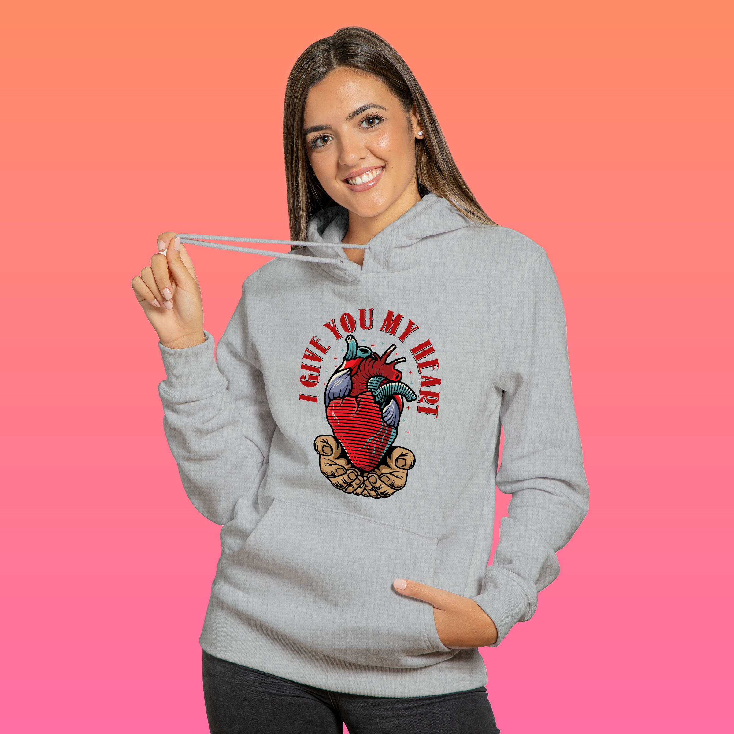 I Give You My Heart Graphic - Bold & Romantic Hoodie for Men and Women