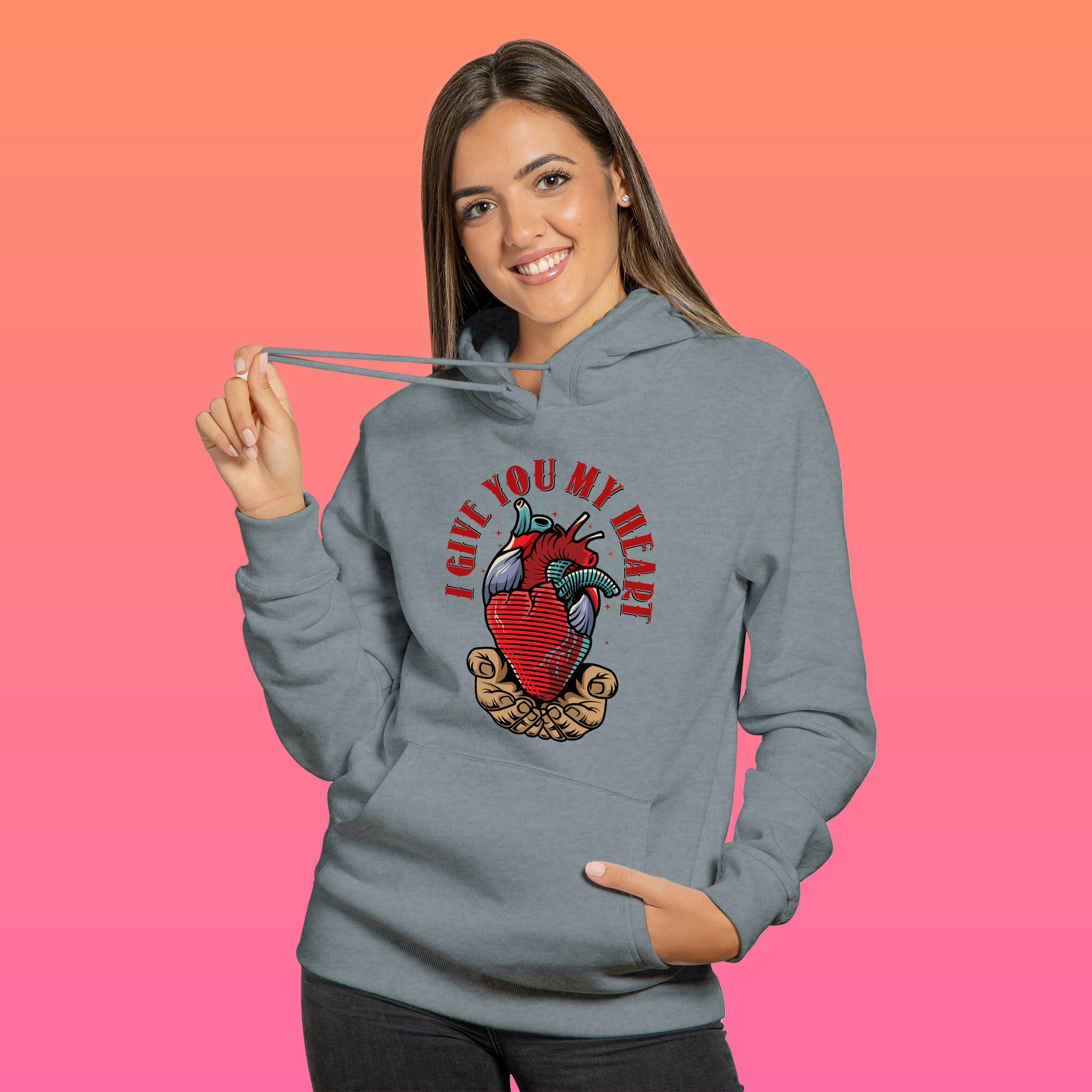 I Give You My Heart Graphic - Bold & Romantic Hoodie for Men and Women