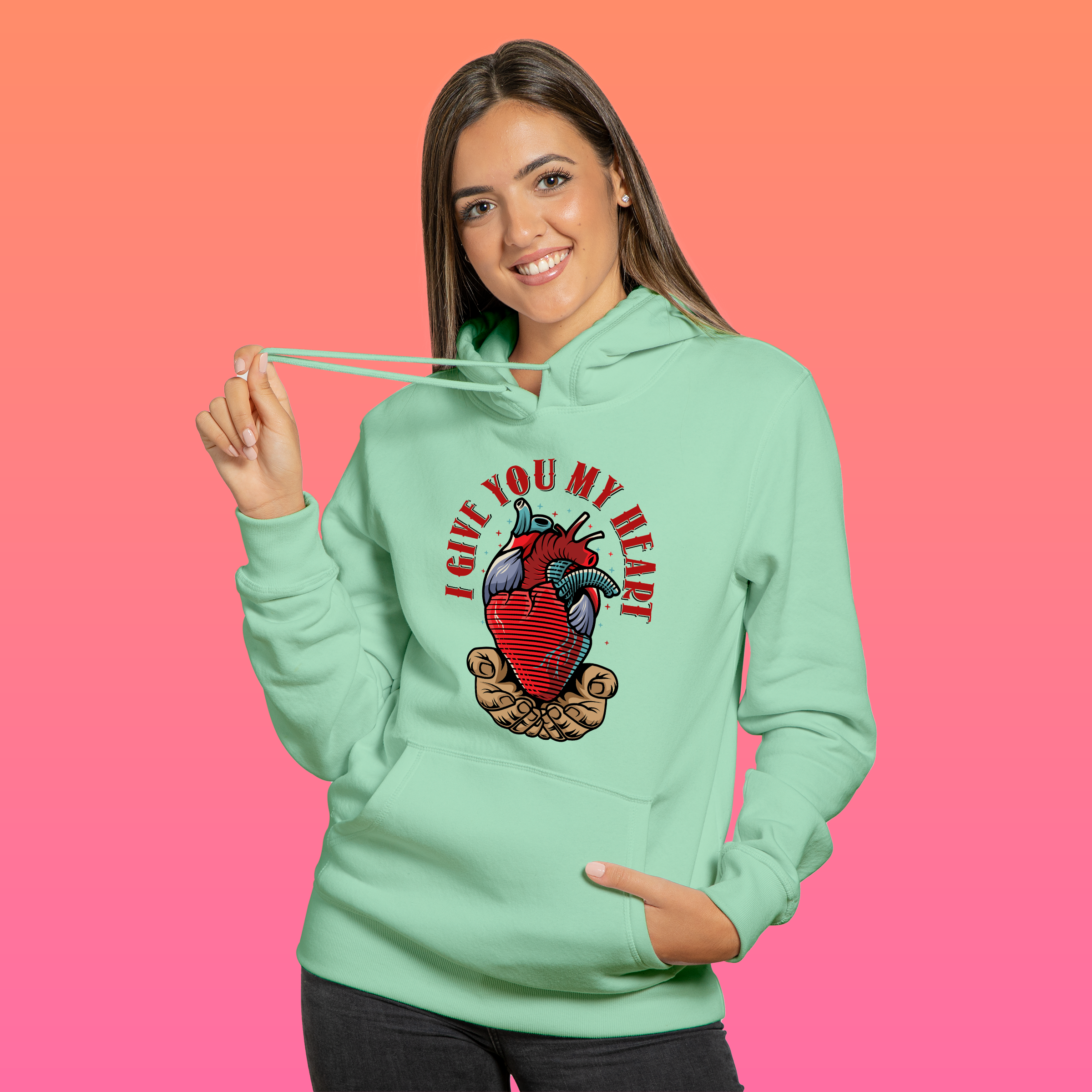 I Give You My Heart Graphic - Bold & Romantic Hoodie for Men and Women