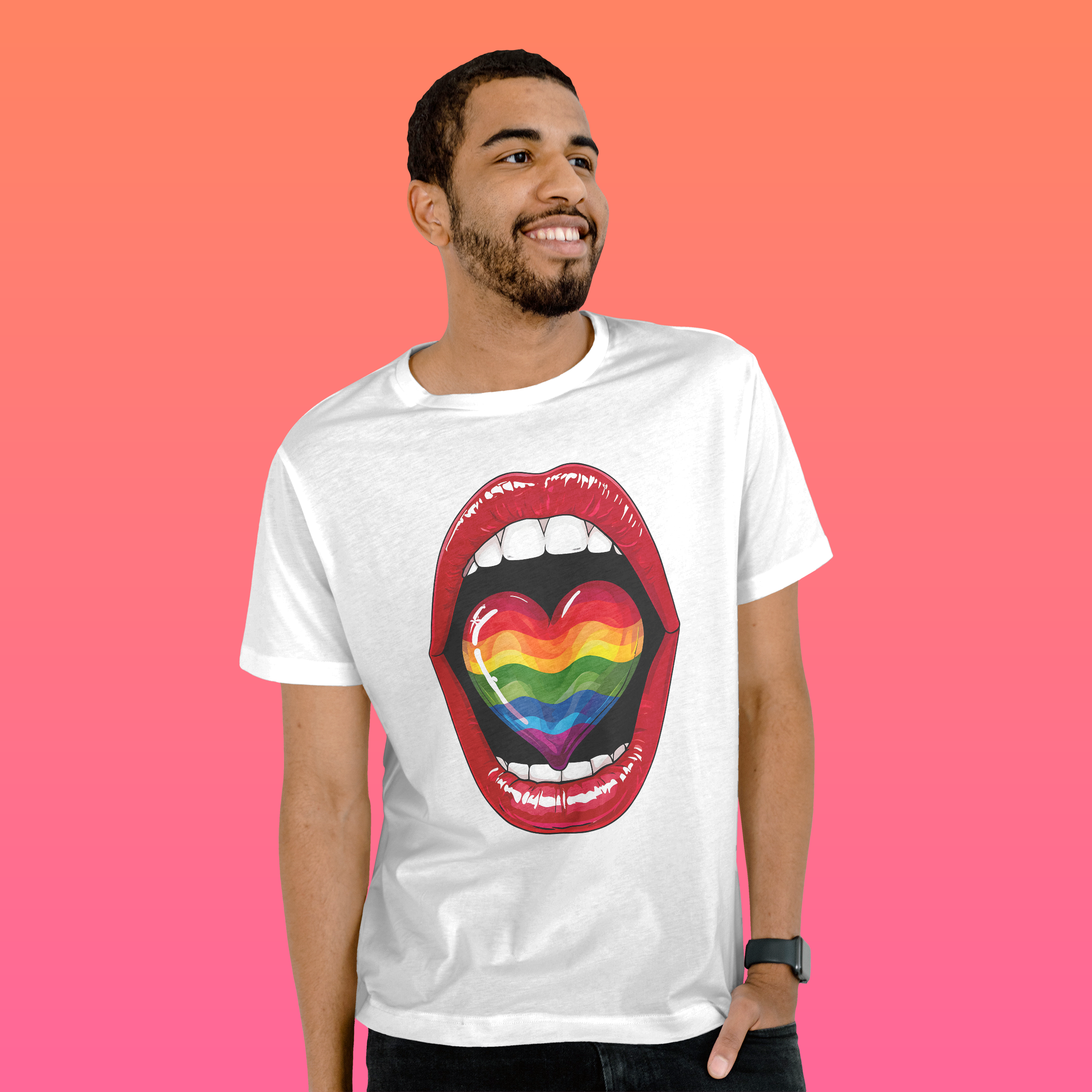 Rainbow Heart Shape Tongue LGBTQ+ inspired Graphic Tee