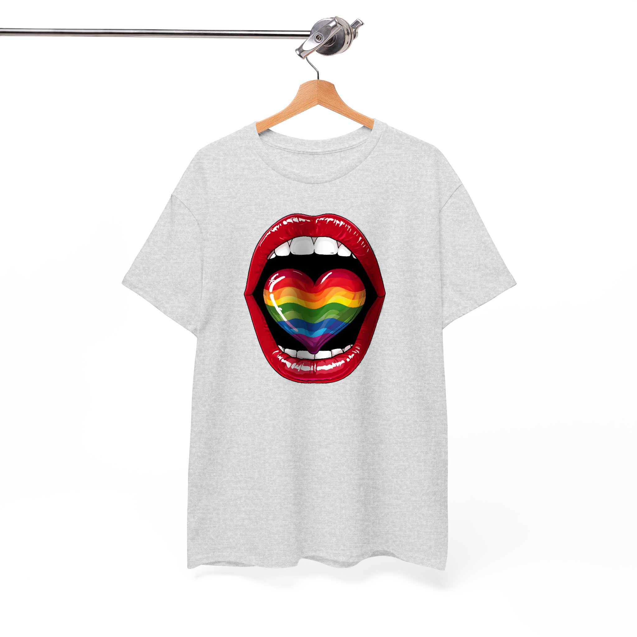 Rainbow Heart Shape Tongue LGBTQ+ inspired Graphic Tee