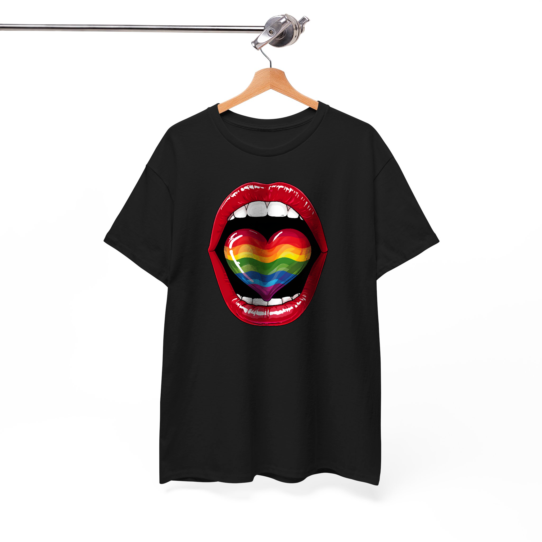 Rainbow Heart Shape Tongue LGBTQ+ inspired Graphic Tee