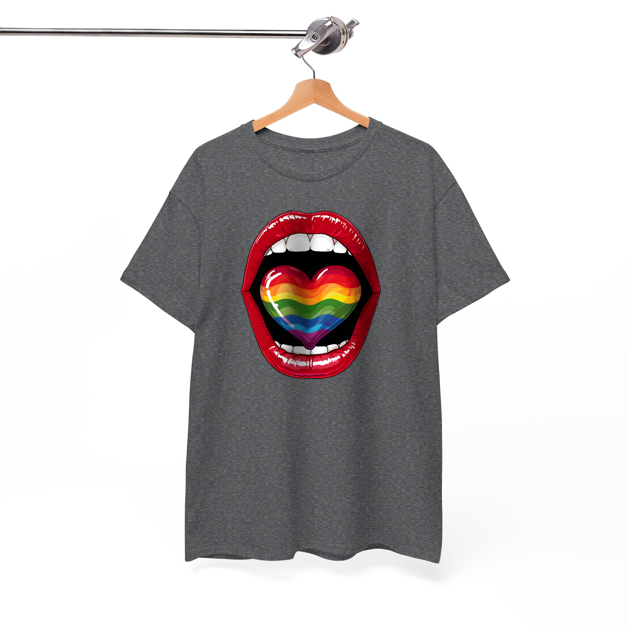 Rainbow Heart Shape Tongue LGBTQ+ inspired Graphic Tee