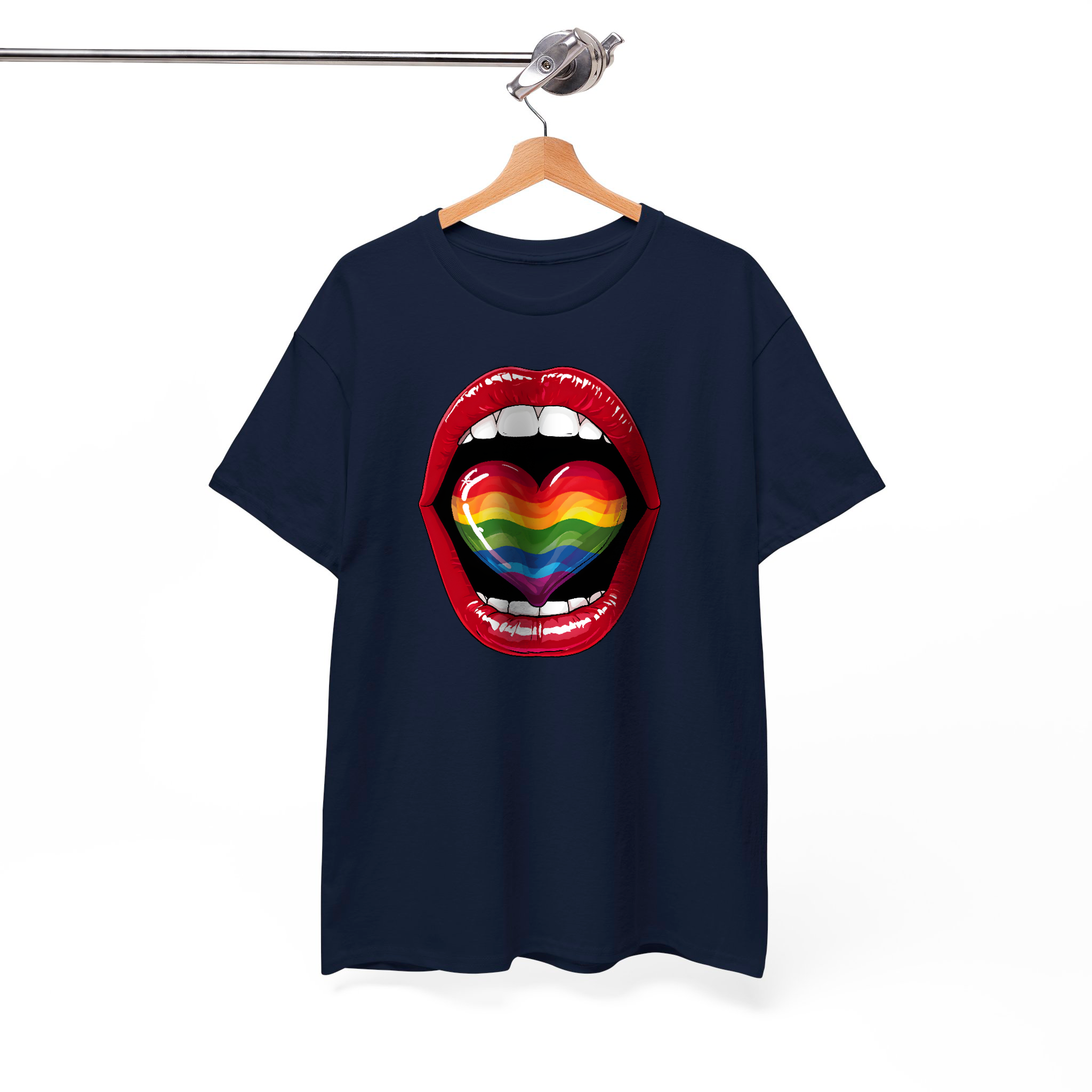 Rainbow Heart Shape Tongue LGBTQ+ inspired Graphic Tee