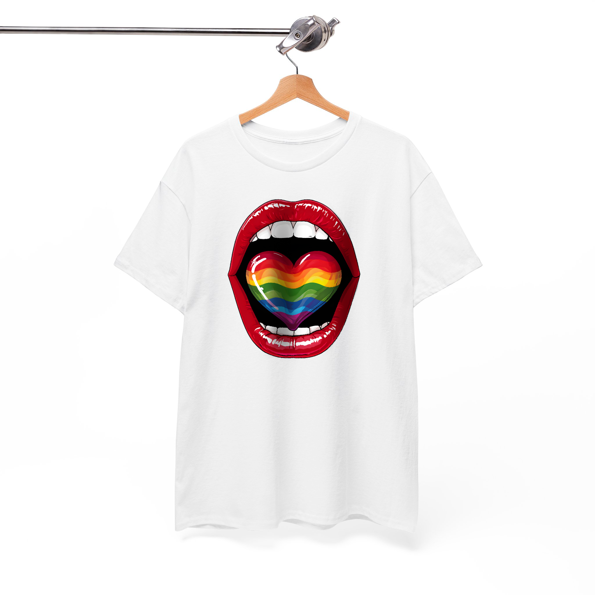 Rainbow Heart Shape Tongue LGBTQ+ inspired Graphic Tee