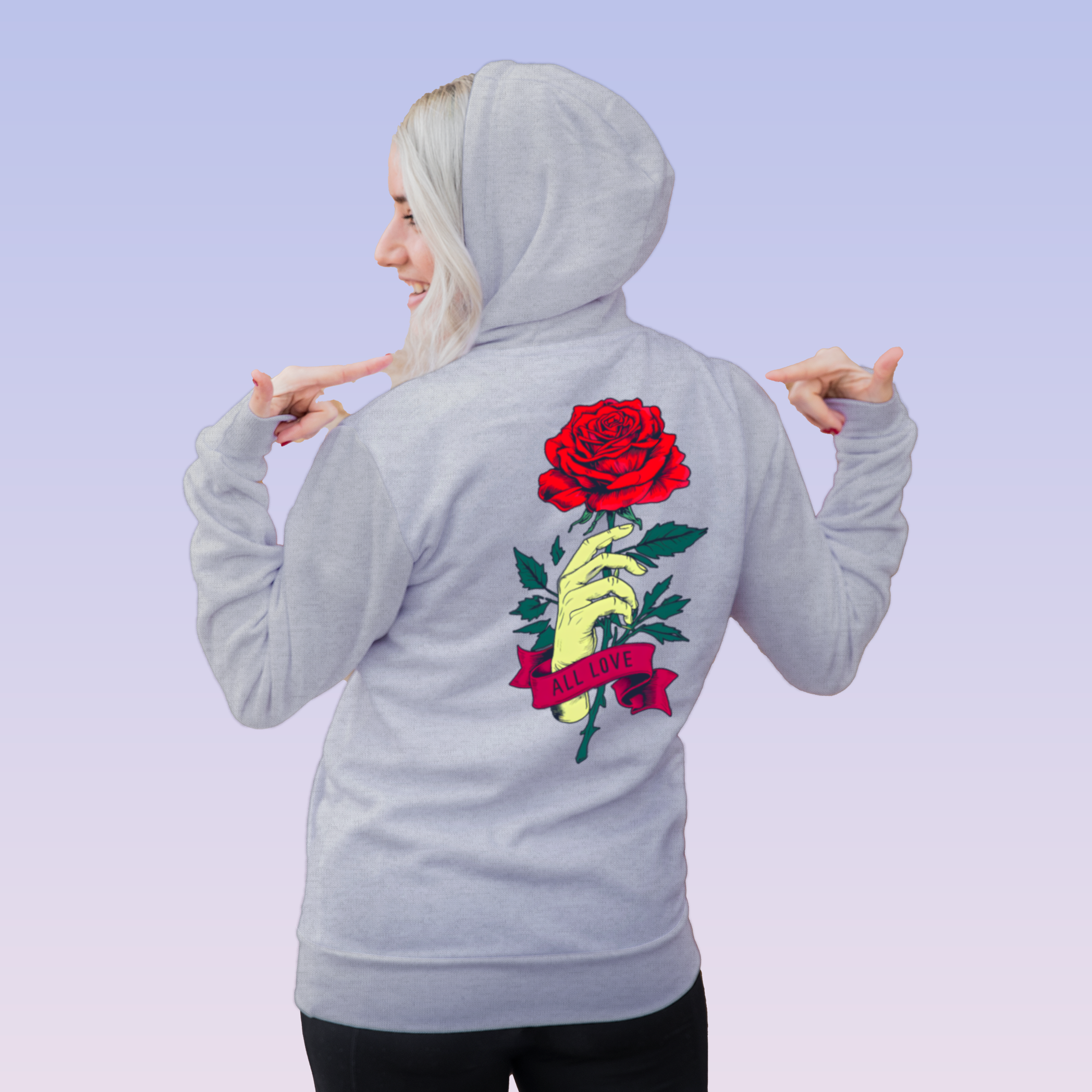All Love Red Rose Hoodie – Bold & Artistic Streetwear for Men and Women