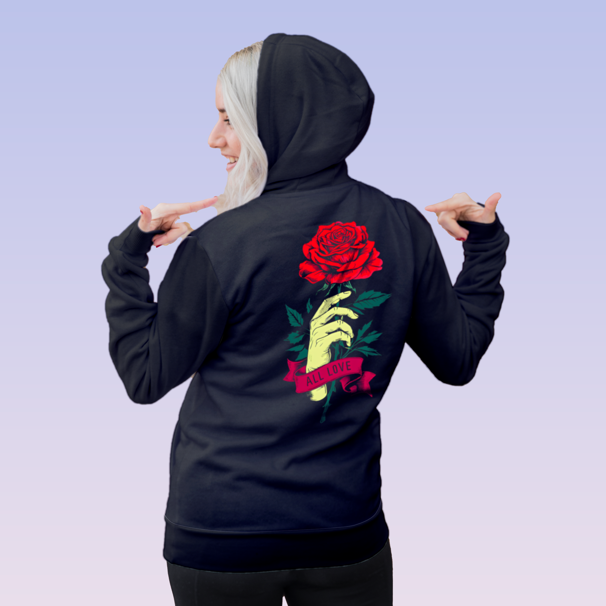 All Love Red Rose Hoodie – Bold & Artistic Streetwear for Men and Women