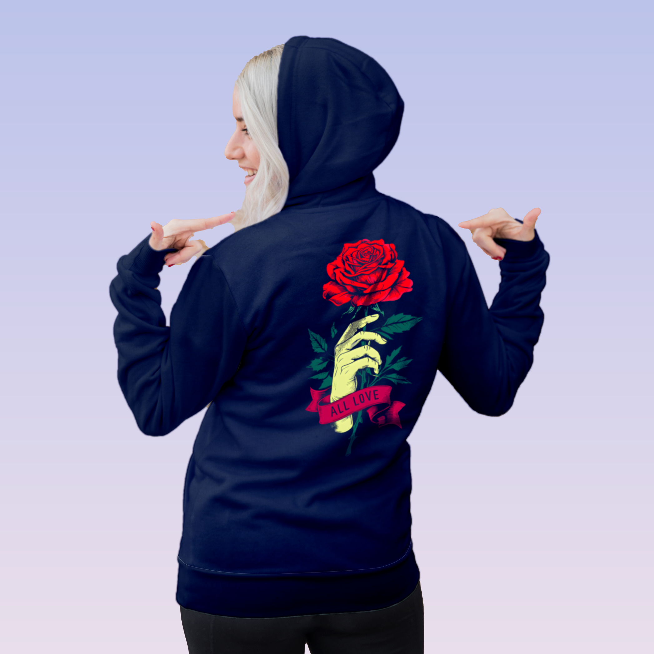 All Love Red Rose Hoodie – Bold & Artistic Streetwear for Men and Women