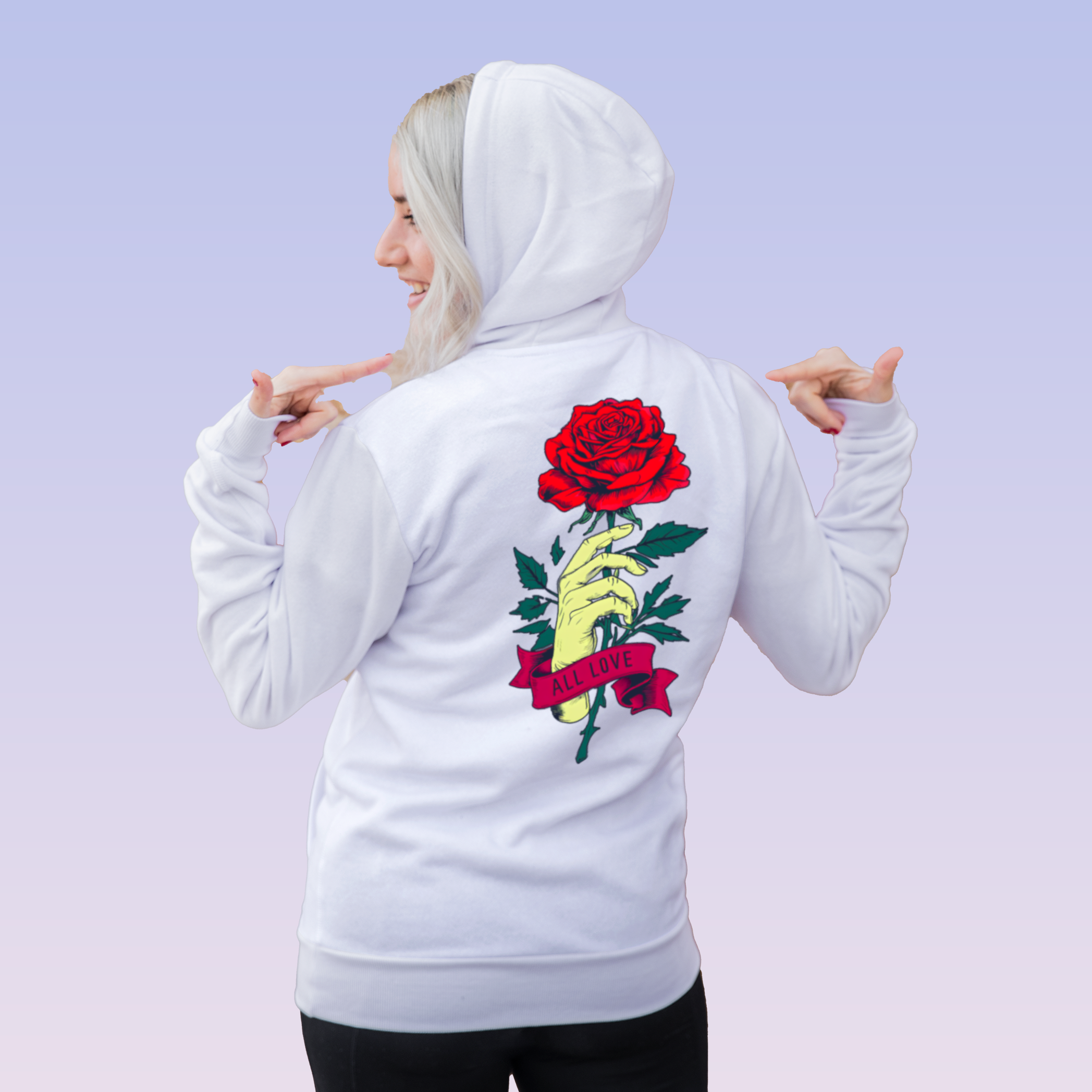 All Love Red Rose Hoodie – Bold & Artistic Streetwear for Men and Women