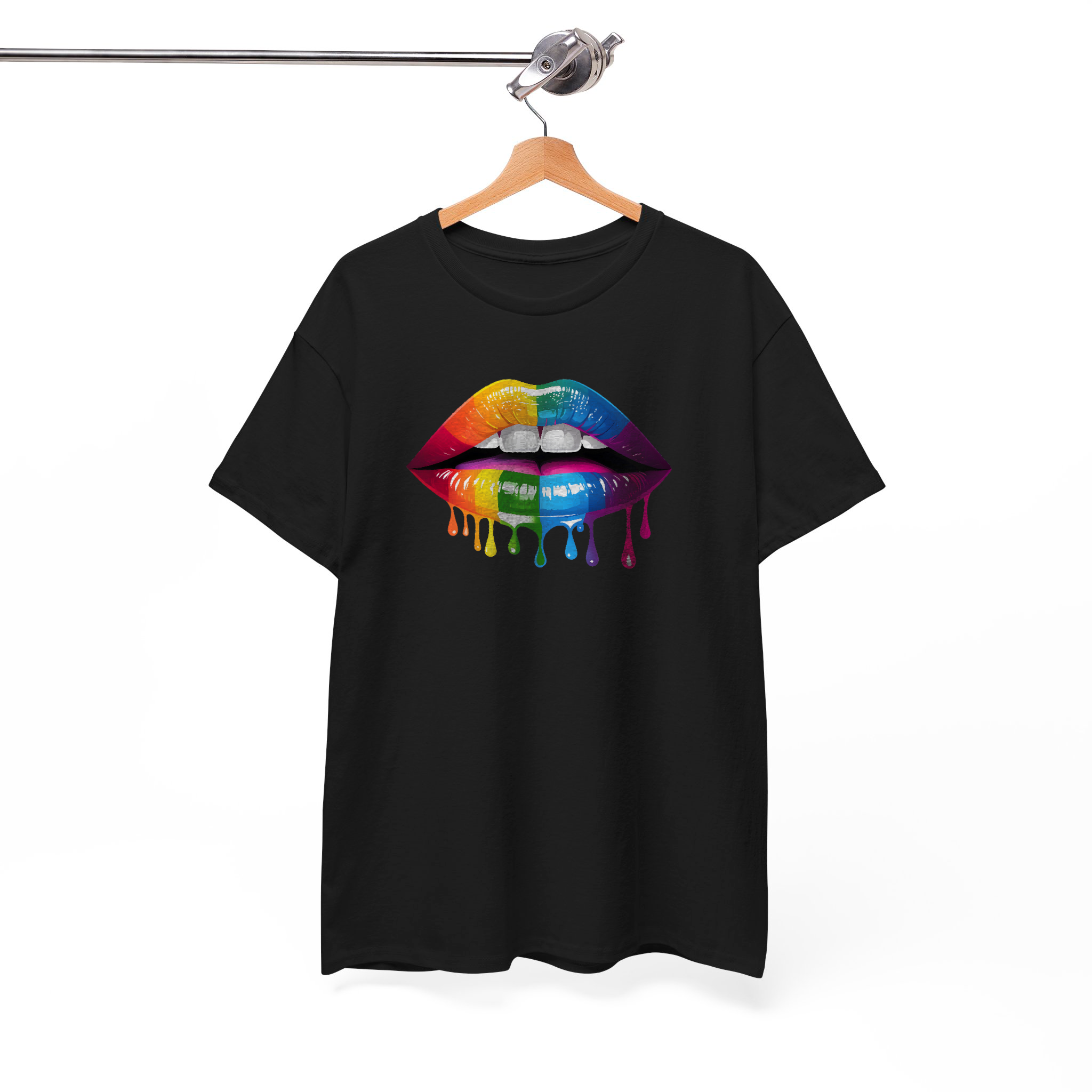 Vibrant Rainbow Dripping Lips LGBTQ+ inspired Graphic Tee