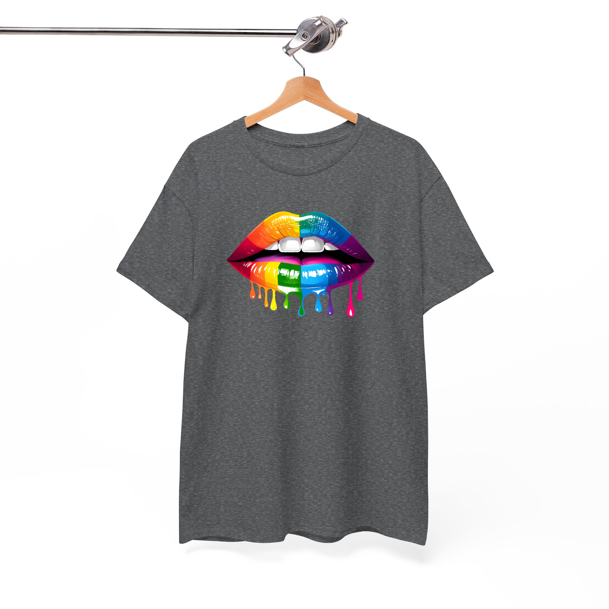 Vibrant Rainbow Dripping Lips LGBTQ+ inspired Graphic Tee