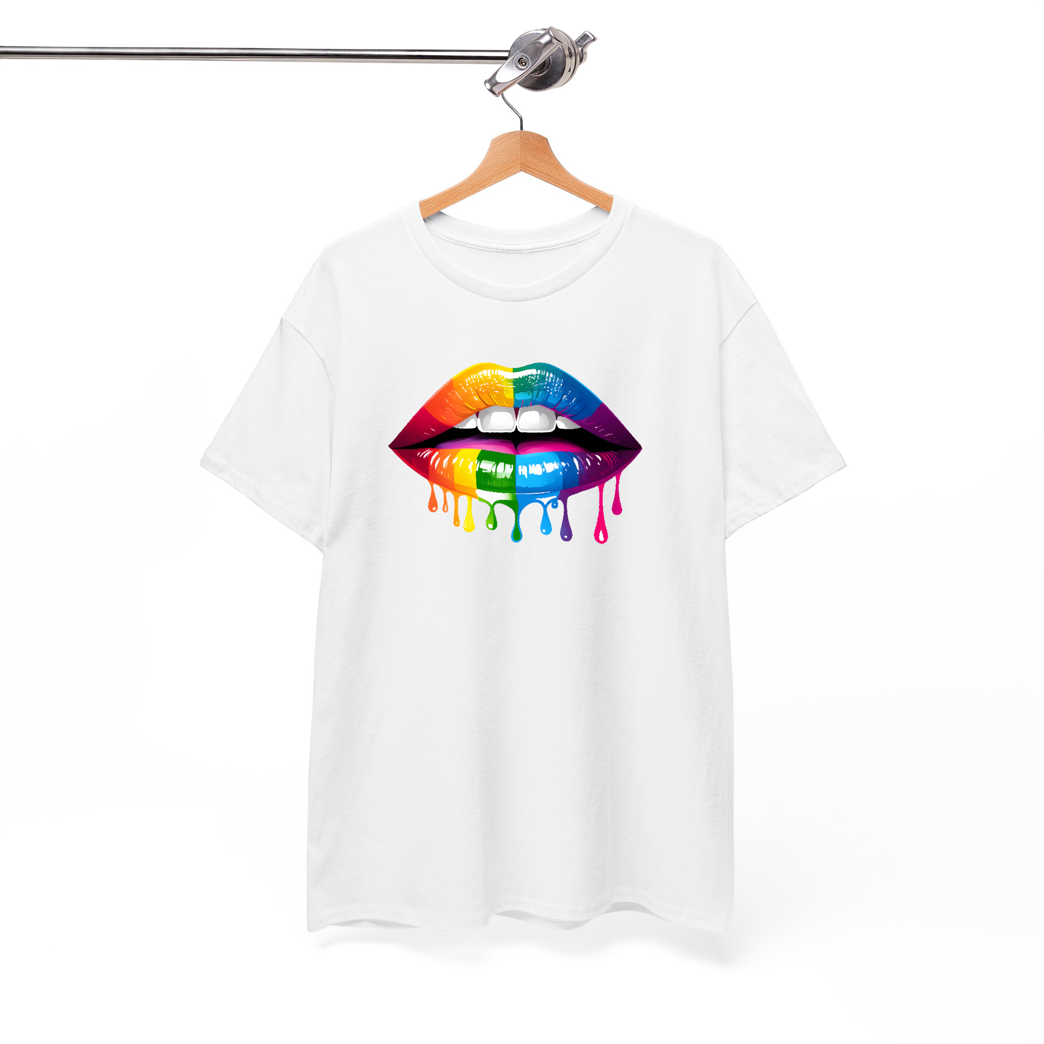Vibrant Rainbow Dripping Lips LGBTQ+ inspired Graphic Tee